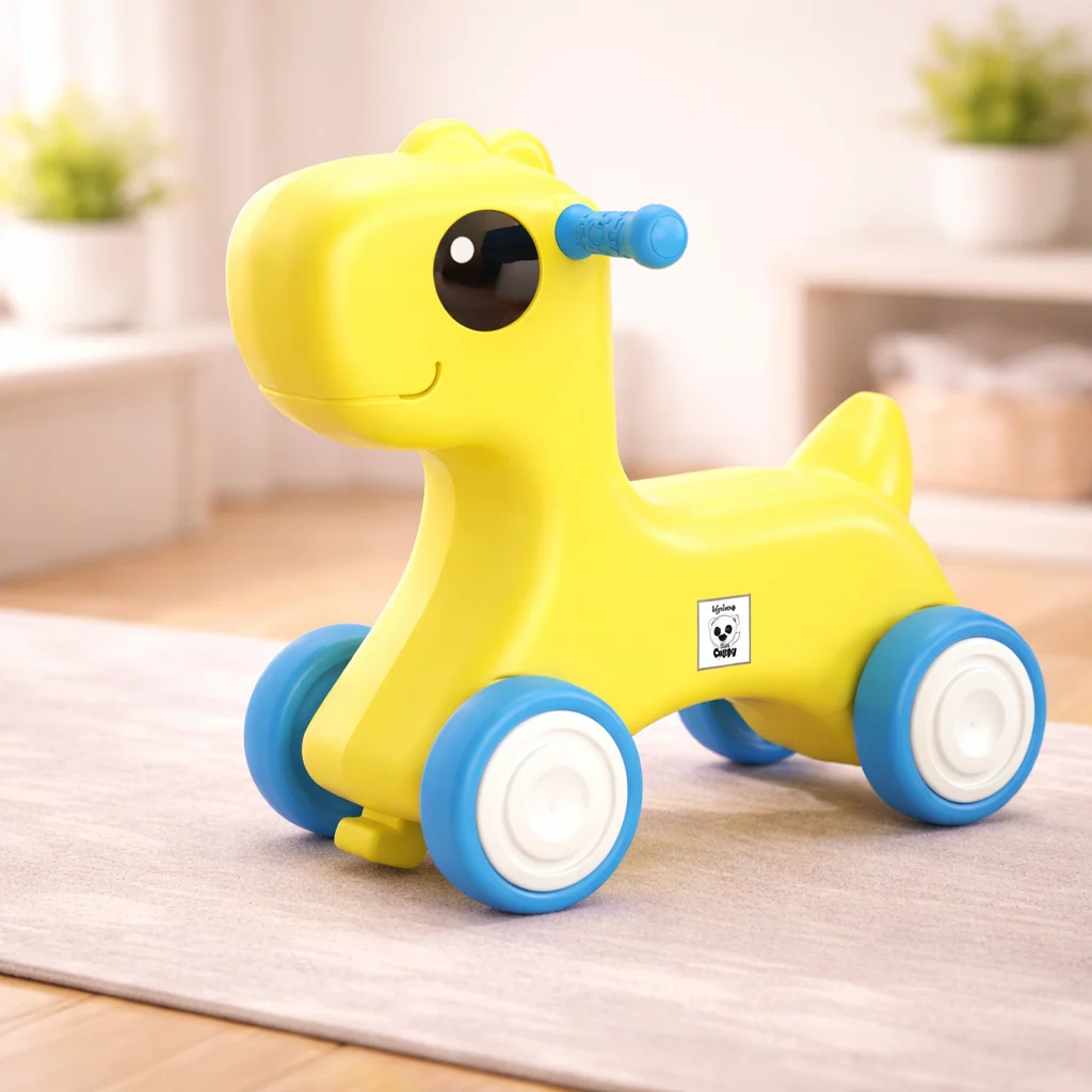 Cheerful Yellow Dinosaur Ride-On Toy