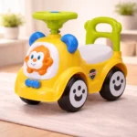 Cheerful yellow ride-on toy car